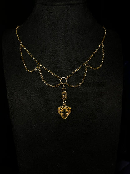 Halskette mit zusätzlichen Ketten, Kreuz-Herz, einzigartiger Gothic-Stil