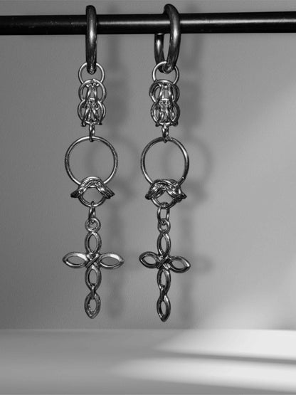 Handmade gothic cross earrings