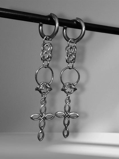 Handmade gothic cross earrings
